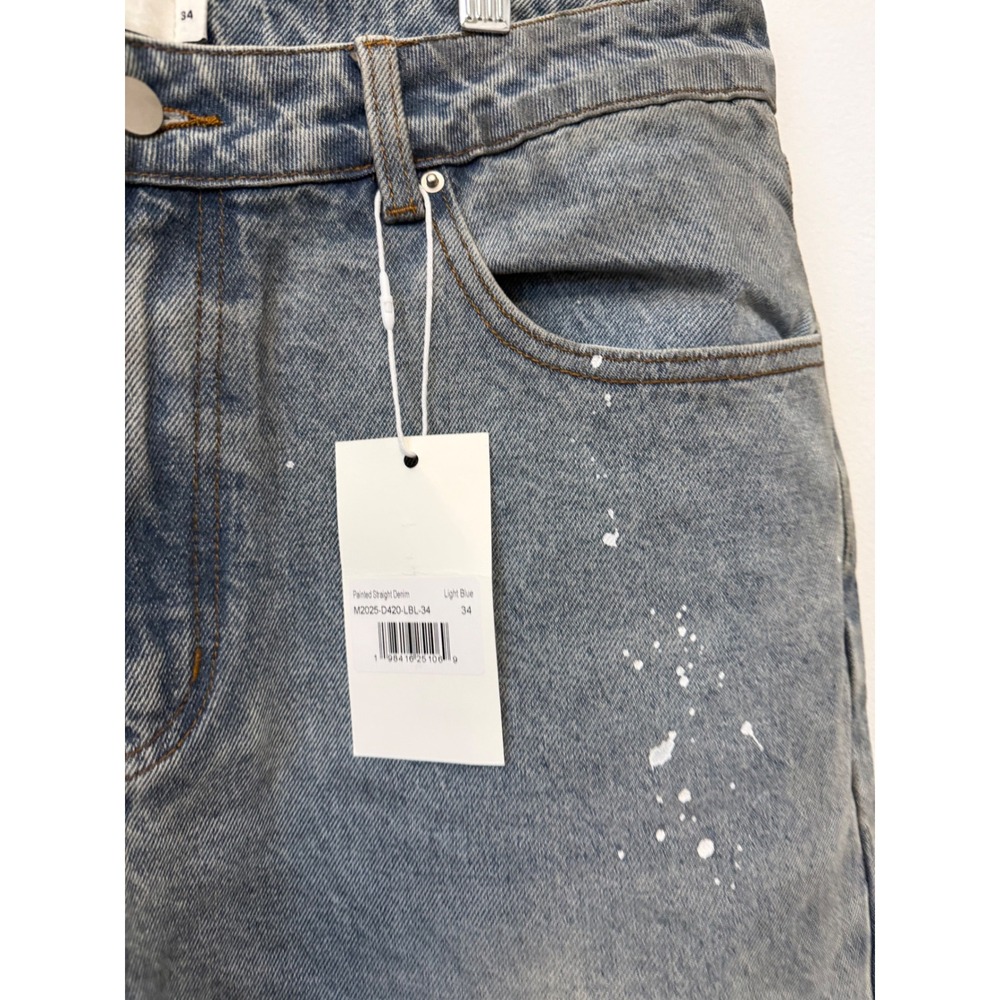 Mnml Men's Painted Straight Denim – Light Blue – Size 34 – NWT - Picture 4 of 6